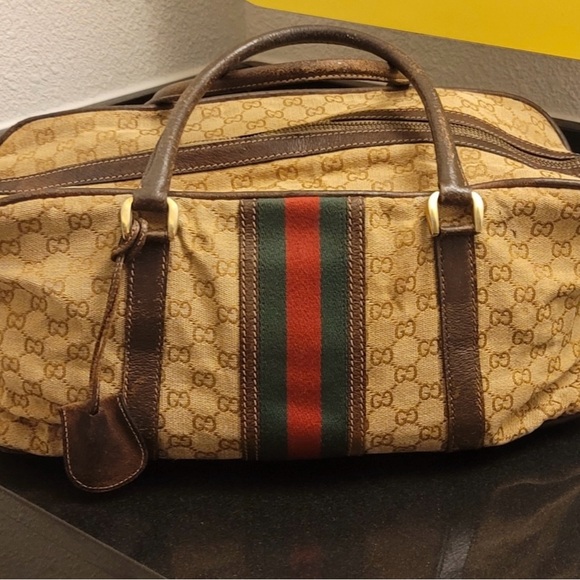 Gucci Gg canvas Sherry Ophidia Vintage boston Doctor Weekend Bag Tote. - Picture 1 of 12